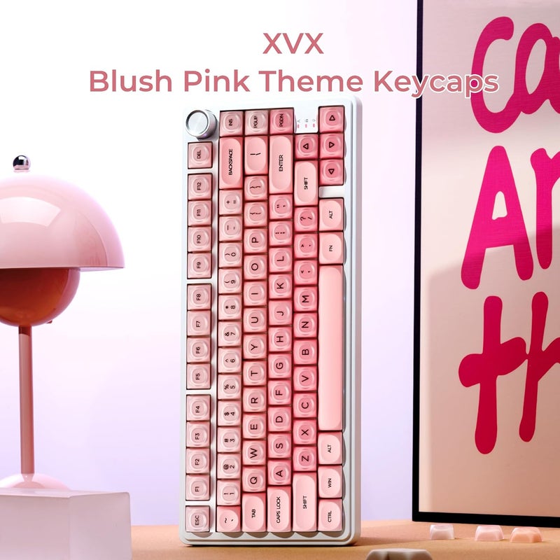 OHY PBT Keycaps, XVX Pink Jelly HOA Profile Key Cap, 132-Key Cute Custom Keycaps (for Mechanical Keyboards with Cherry/Gateron MX Switches)-Blush Pink - Image 4